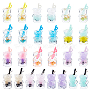 52Pcs 13 Styles Resin Pendants, with Polymer Clay inside, Imitation Bubble Tea/Boba Milk Tea, with Acrylic Cup, Mixed Color, 24~32x14x13mm, Hole: 1.8mm, 4pcs/style(FIND-SC0003-29)