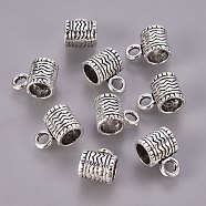 Tibetan Style Alloy Tube Bails, Loop Bails, Bail Beads, Cadmium Free & Lead Free, Column, Antique Silver, 9x8mm, Hole: 3mm(K08U0042)