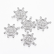 304 Stainless Steel Pendants, Helm, Stainless Steel Color, 24x21x2mm, Hole: 1mm(STAS-P175-20P)