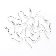 304 Stainless Steel French Earring Hooks, with Horizontal Loop, Flat Earring Hooks, Stainless Steel Color, 16~19x16x2mm, Hole: 2mm, 22 Gauge, Pin: 0.6mm(STAS-S066-08)