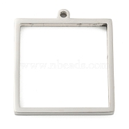 Non-Tarnish 304 Stainless Steel Laser Cut Pendants, Square Charm, Stainless Steel Color, 31x28x3mm, Hole: 2mm(STAS-U009-01B-P)