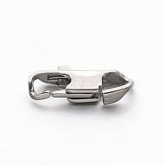 304 Stainless Steel Lobster Claw Clasps, Stainless Steel Color, 18x7.5x3.5mm, Hole: 4.5x3.5mm(STAS-E094-BS18-P)