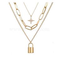 Alloy Pendant Layered Chain Necklaces for Women, Golden, Star, 17.72 inch(45cm)(WGC39CD-07)