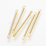 Brass Bar Links connectors, Nickel Free, Real 18K Gold Plated, Column, 25x2x1mm, Hole: 1mm(KK-T020-23G)