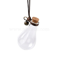 Pear-shaped Glass Cork Bottles Ornament, with Waxed Cord & Iron Bell, Glass Empty Wishing Bottles, DIY Vials for Pendant Decorations, Clear, 22cm, Capacity: 7ml(0.24fl. oz)(GLAA-D002-07)