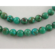 Natural HuBei Turquoise Beads, Round, 4mm, Hole: 0.7mm, about 100pcs/strand, 16 inch(TURQ-GSR4mmC111)