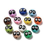 Baking Paint Acrylic Beads, with Enamel, Flat Round, Mixed Color, 14x9mm, Hole: 3.7mm(MACR-M036-01)