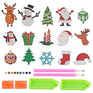 2 Sets 2 Style Christmas Theme DIY Diamond Painting Stickers Kits For Kids, with Rhinestones and Diamond Painting Tools, Mixed Color, 1 set/style(DIY-SZ0003-43)