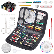 Portable DIY Sewing Tool Sets, Including Brass Thimble, Iron Sewing Needles, Polyester Thread, Scissors, Safety Pins, Plastic Magnifying Glass, Seam Ripper, Tape Measure, Button, Knitting Hook, Pen, Mixed Color, 58x29x6.5mm(DIY-WH0430-362)