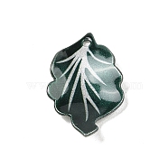 Printed Transparent Acrylic Pendants, Leaf, Dark Slate Gray, 30x18x3mm, Hole: 1mm(MACR-P043-F01)