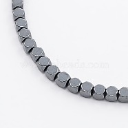 Faceted Non-magnetic Synthetic Hematite Cube Beads Strands, Non-magnetic Synthetic Hematite, 2x2x2mm, Hole: 1mm, about 178pcs/strand, 15.7 inch(G-N0014-26)