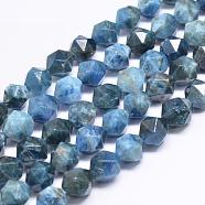 Natural Apatite Beads Strands, Star Cut Round Beads, Faceted, 9~10x10mm, Hole: 1mm, about 35~40pcs/strand, 15.74 inch(G-N0313-06-10mm)