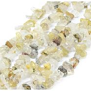 Natural Gold Rutilated Quartz Chip Bead Strands, 5~8x5~8mm, Hole: 1mm, about 31.5 inch(X-G-M205-18)