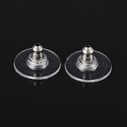 304 Stainless Steel Ear Nuts, Bullet Clutch Earring Backs with Pad, for Droopy Ears, with Plastic, Stainless Steel Color, 11x6mm, Hole: 1mm(STAS-P198-01P)