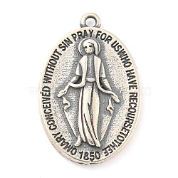 925 Thai Sterling Silver Religious Medal Pendants, Holy Virgin Mary Charms with 925 Stamp, Antique Silver, 23x15x2mm, Hole: 1.5mm(STER-NH0001-69AS)