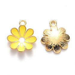 Alloy Enamel Pendants, Flower, Light Gold, Yellow, 19x16x3.5mm, Hole: 1.8mm(ENAM-S121-116A)