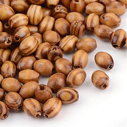 Natural Wood Beads, Dyed, Oval, Saddle Brown, 8.5x6.5mm, Hole: 2mm, about 8000pcs/1000g(WOOD-S663-10)