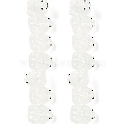 Transparent Glass Enamel Beads Strands, Hand Drawn Beads, Frog, White, 15x11x6.5mm, Hole: 1mm, about 29~31pcs/strand, 12.40~13.19''(31.5~33.5cm)(GLAA-B021-05A)