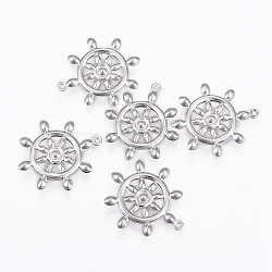 Tarnish Resistant 304 Stainless Steel Pendants, Helm, Stainless Steel Color, 24x21x2mm, Hole: 1mm(STAS-P175-20P)