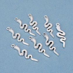 304 Stainless Steel Pendants, Snake, Silver, 31x8x2.3mm, Hole: 1.8mm(STAS-P231-44S)