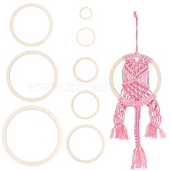 Wood Macrame Frames, for Boho Style Decoration Making, Ring, 4.9~25x0.3~0.34cm, 8pcs/set(WOOD-WH0022-57D)