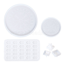 Rune Stones Divination Mat Silicone Molds, for Astrology Board, Dice Tray Mold, Mixed Shapes, White, 120x8.5mm, Inner Diameter: 111mm(DIY-TA0008-78)