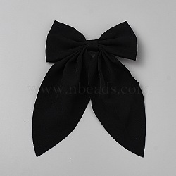 Polyester & Iron Alligator Hair Clips, Bowknot, Black, 190~195x125x17.5mm(PHAR-WH0023-006P-C)