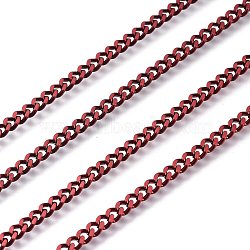 Electrophoresis 304 Stainless Steel Curb Chains, Unwelded, with Spool, Dark Red, 3.5x2.8x0.5mm, about 32.8 Feet(10m)/roll(CHS-M002-02A)