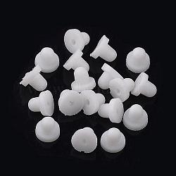 Plastic Ear Nuts, Earring Backs, White, 6x5mm, Hole: 1mm(KY-R011-08)