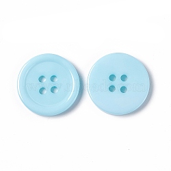 Resin Buttons, Dyed, Flat Round, Cyan, 20x3mm, Hole: 2mm, 195pcs/bag(RESI-D030-20mm-11)
