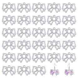 30Pcs Zinc Alloy Open Back Bezel Pendant, For DIY UV Resin, Epoxy Resin, Pressed Flower Jewelry, Bowknot, Silver, 18x24x1.5mm, 30pcs(FIND-CA0009-60)