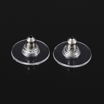 304 Stainless Steel Ear Nuts, Bullet Clutch Earring Backs with Pad, for Droopy Ears, with Plastic, Stainless Steel Color, 11x6mm, Hole: 1mm