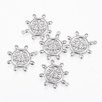 304 Stainless Steel Pendants, Helm, Stainless Steel Color, 24x21x2mm, Hole: 1mm