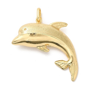 Brass Pendant Rhinestone Setting, Long-Lasting Plated, Lead Free & Cadmium Free, Dolphin Charm, Real 18K Gold Plated, 62mm, Hole: 10x6mm, Fit for 1.4mm rhinestone