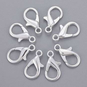 Zinc Alloy Lobster Claw Clasps, Parrot Trigger Clasps, Cadmium Free & Lead Free, Silver, 21x12mm, Hole: 2mm