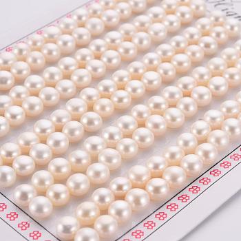 Natural Cultured Freshwater Pearl Beads, Grade 3A, Half Drilled, Rondelle, Floral White, 5x4mm, Hole: 0.8mm