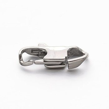 304 Stainless Steel Lobster Claw Clasps, Stainless Steel Color, 18x7.5x3.5mm, Hole: 4.5x3.5mm