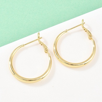 Brass Hoop Earrings for Women, Cadmium Free & Lead Free, Long-Lasting Plated, Rack Plating, Real 18K Gold Plated, 31.5x25.5x3mm