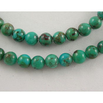 Natural HuBei Turquoise Beads, Round, 4mm, Hole: 0.7mm, about 100pcs/strand, 16 inch