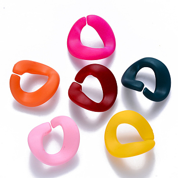 Opaque Spray Painted Acrylic Linking Rings, Quick Link Connectors, for Curb Chains Making, Twist, Mixed Color, 23x23x9.5mm, Inner Diameter: 14.5x9.5mm