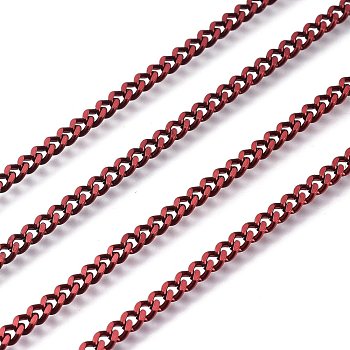 Electrophoresis 304 Stainless Steel Curb Chains, Unwelded, with Spool, Dark Red, 3.5x2.8x0.5mm, about 32.8 Feet(10m)/roll