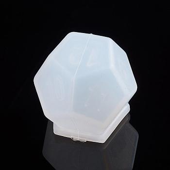 Silicone Dice Molds, Resin Casting Molds, For UV Resin, Epoxy Resin Jewelry Making, Polygon Dice, White, 34x35x32mm, Lid: 26x26x3.5mm, Base: 31x34x36mm