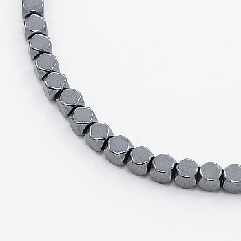 Faceted Non-magnetic Synthetic Hematite Cube Beads Strands, Non-magnetic Synthetic Hematite, 2x2x2mm, Hole: 1mm, about 178pcs/strand, 15.7 inch