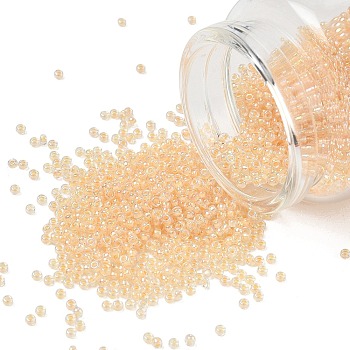 MIYUKI Round Rocailles Beads, Japanese Seed Beads, 11/0, (RR282) Bisque Lined Crystal AB, 11/0, 2x1.3mm, Hole: 0.8mm, about 1111pcs/10g