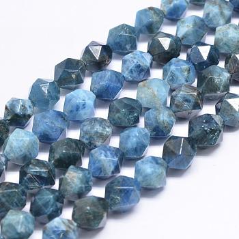 Natural Apatite Beads Strands, Star Cut Round Beads, Faceted, 9~10x10mm, Hole: 1mm, about 35~40pcs/strand, 15.74 inch