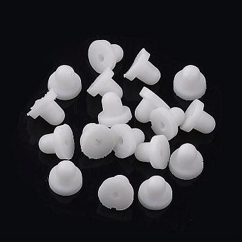 Plastic Ear Nuts, Earring Backs, White, 6x5mm, Hole: 1mm