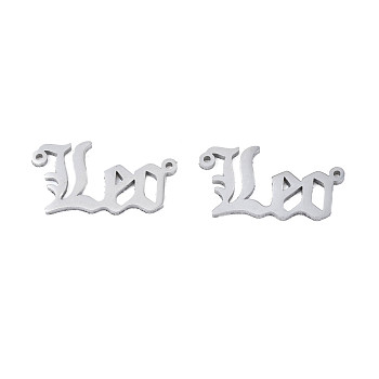 304 Stainless Steel Connector Charms, Word, Leo, 10x18x1mm, Hole: 0.8mm