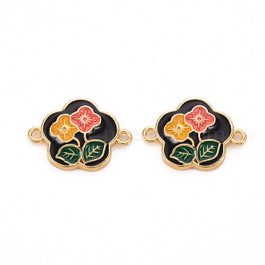 Real 16K Gold Plated Colorful Flower Brass+Enamel Links