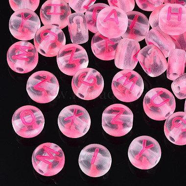 Deep Pink Flat Round Acrylic Beads