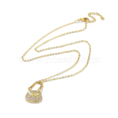 Golden Brass Rhinestone Pendant Necklace with Cable Chains(NJEW-P278-A01)-2